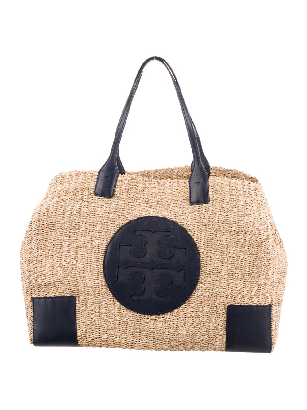 Rare Tory Burch Ella Straw Tote Bag | Beach Tote | Summer Bag | Navy